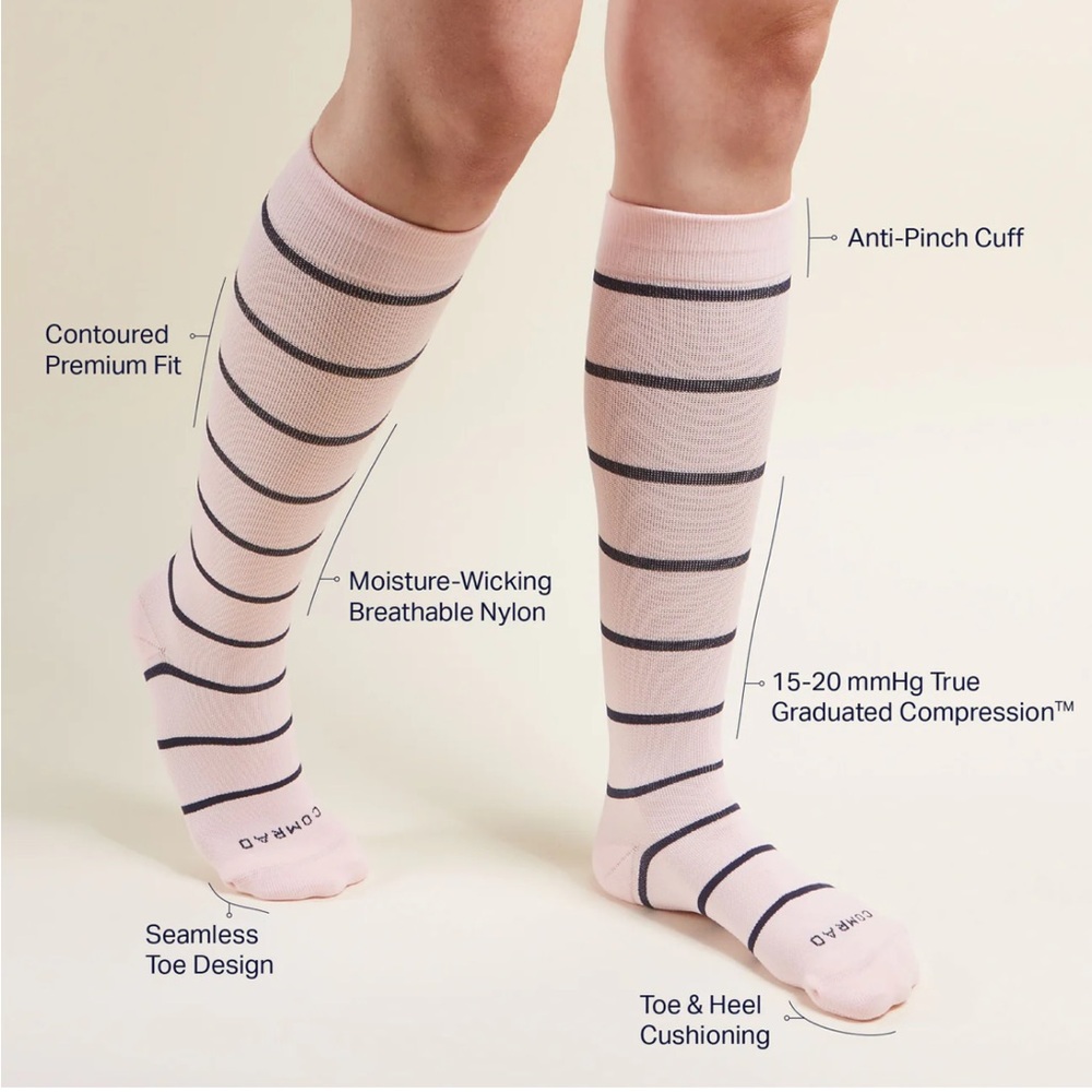 Pink Knee High Compression Socks